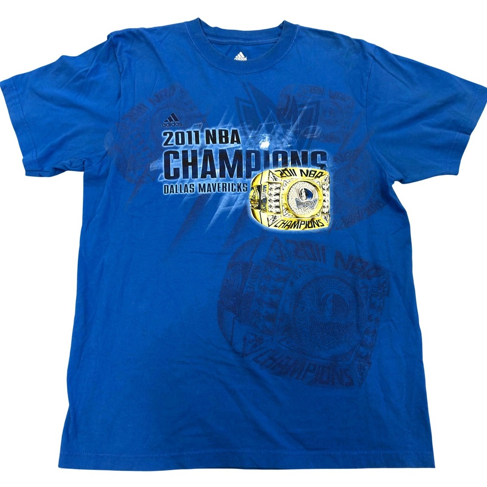 Adidas Dallas Mavericks 2011 NBA Champions Shirt Mens Large Blue Graphic Tee